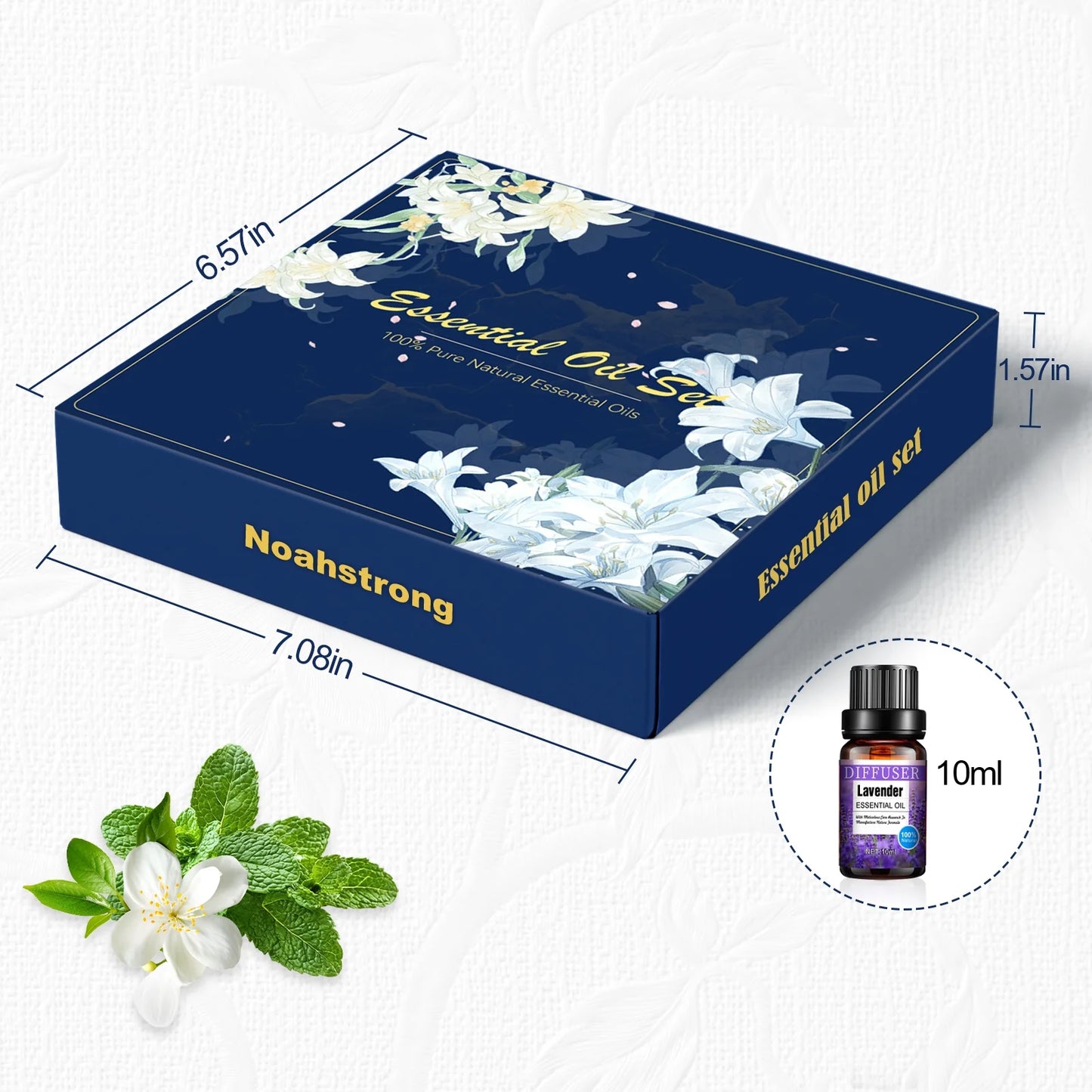 8X10Ml Essential Oils Gift Set, Orange, Jasmine, Mint Variety of Scents Essential Oils for Aromatherapy Diffuser for Relaxation