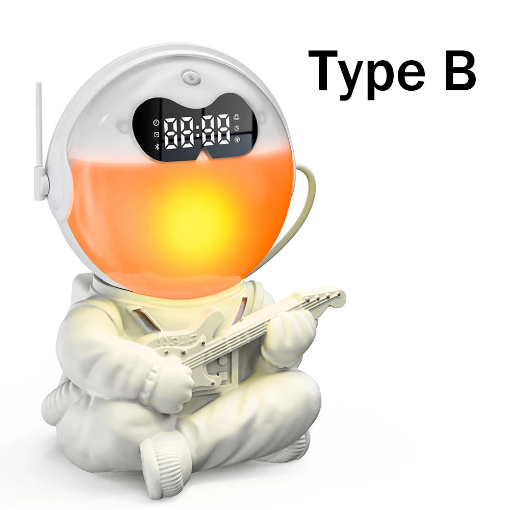 Elfeland Astronaut Design Sunrise Alarm Clock Mood Bluetooth Night Light Sleep Aid Touch Lamp Sound Machine Child Gift