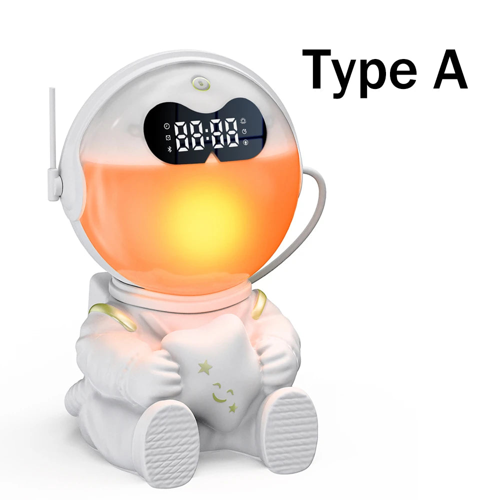 Elfeland Astronaut Design Sunrise Alarm Clock Mood Bluetooth Night Light Sleep Aid Touch Lamp Sound Machine Child Gift