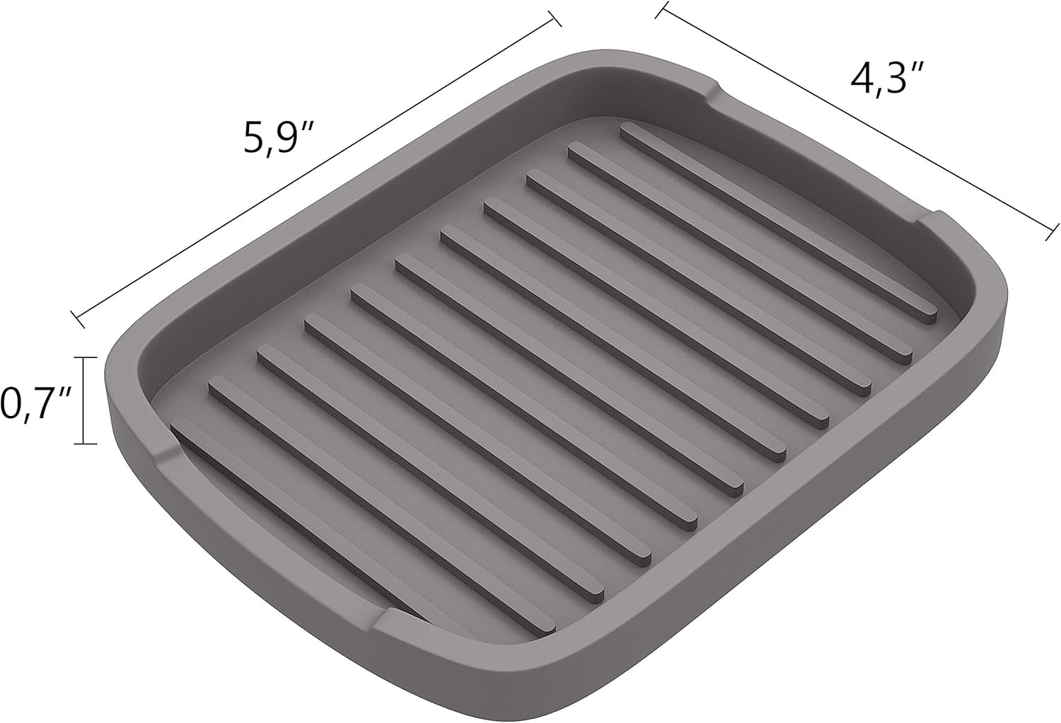 Silicone Sponge Holder -Soap Tray - 5.9" X 4.33" Set -2Pcs (Gray)