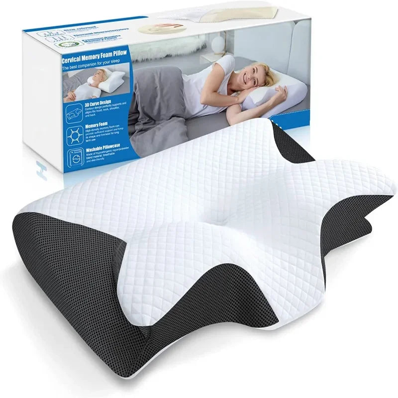 Butterfly Sleep Memory Neck Massage Pillow Slow Rebound Memory Foam Sleep Pillow Cervical Orthopedic Pain Relif Ergonomic Pillow