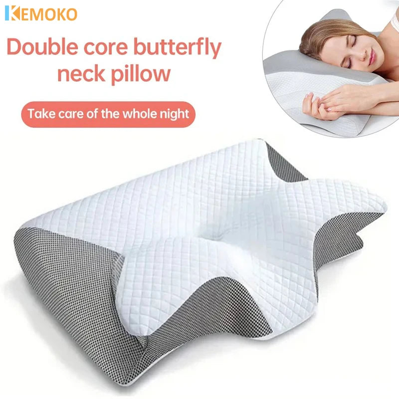 Butterfly Sleep Memory Neck Massage Pillow Slow Rebound Memory Foam Sleep Pillow Cervical Orthopedic Pain Relif Ergonomic Pillow