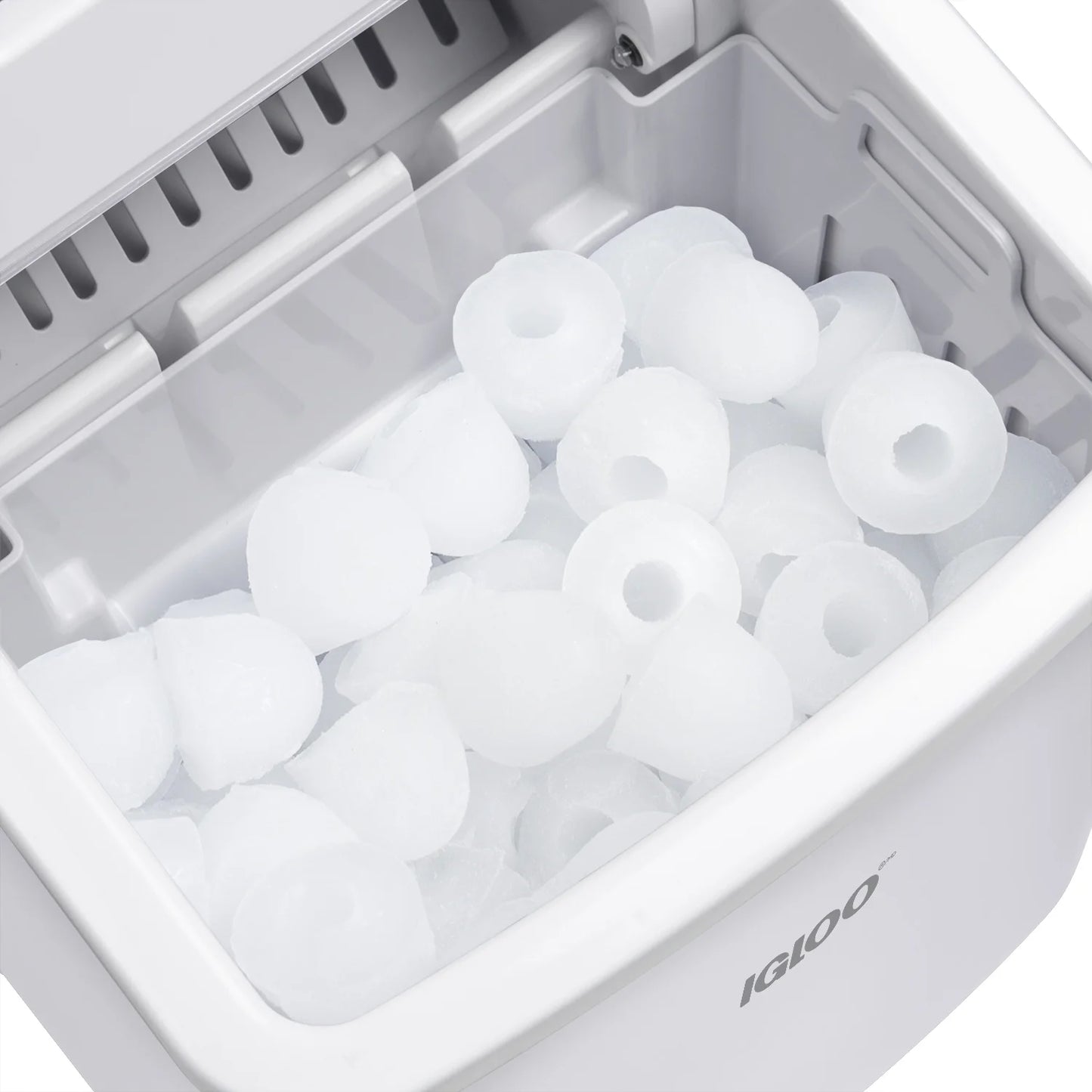 Handled Automatic Ice Machine Self Cleaning Countertop Ice Maker with Scoop, White