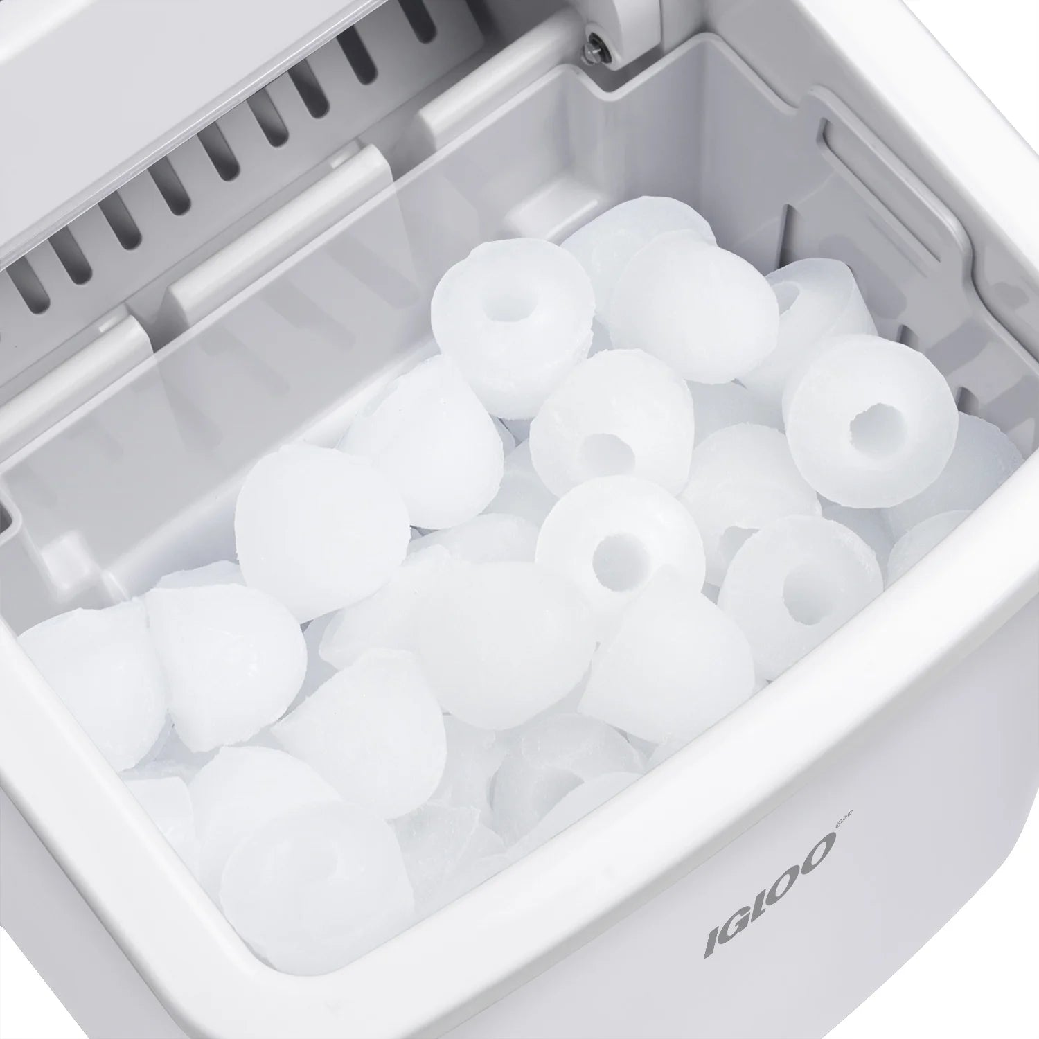 Handled Automatic Ice Machine Self Cleaning Countertop Ice Maker with Scoop, White