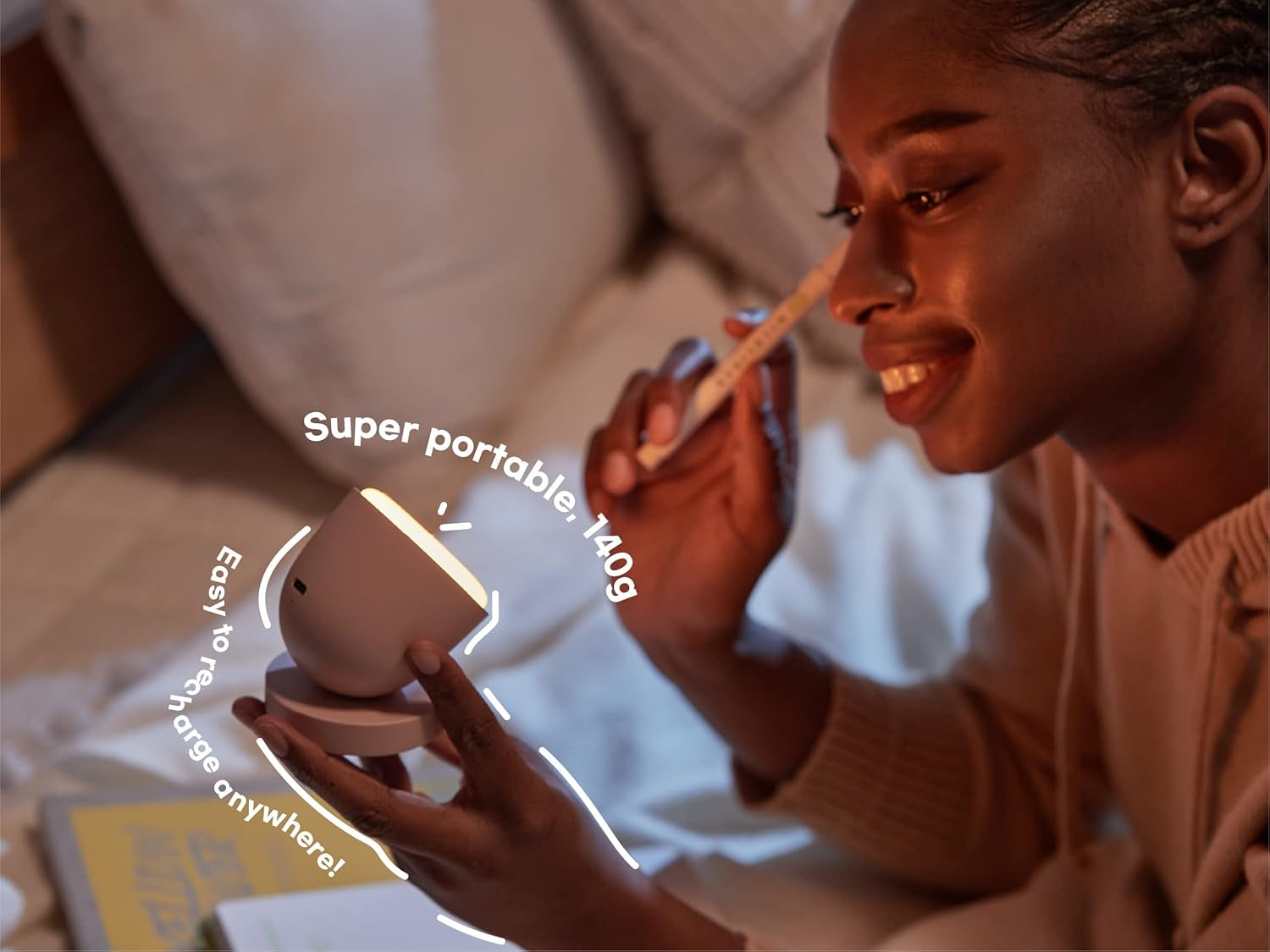 Light Therapy Lamp - Uv-Free LED with 140G Compact Size for Deep Sleep, Rechargeable, 2Step Brightness Mode, 25Minutes Automatic Timer - Daily Sunlight to Sleep Well