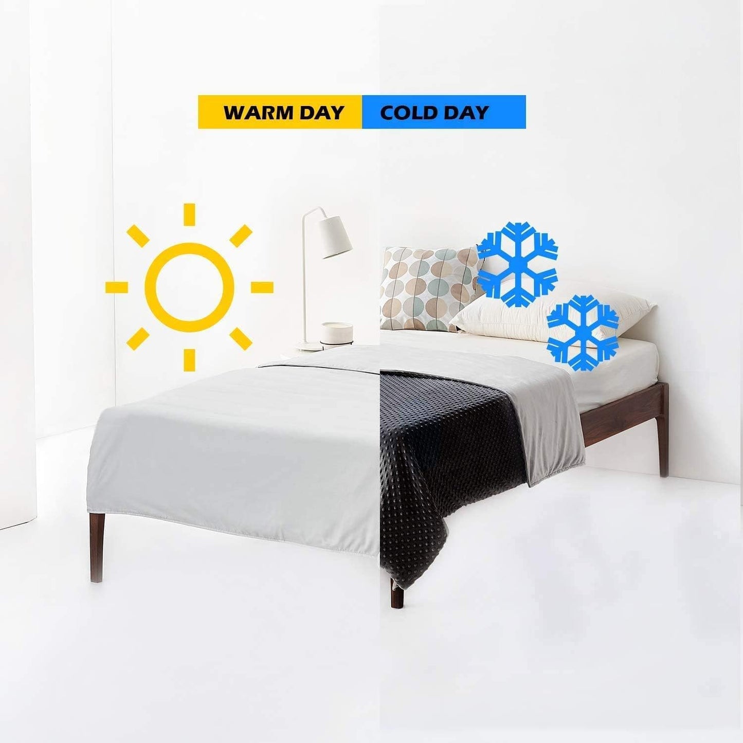 Exclusive Cooling Rayon & Cozy Velvet Dual-Sided Cover for Weighted Blanket (60''X80'') - Light Grey