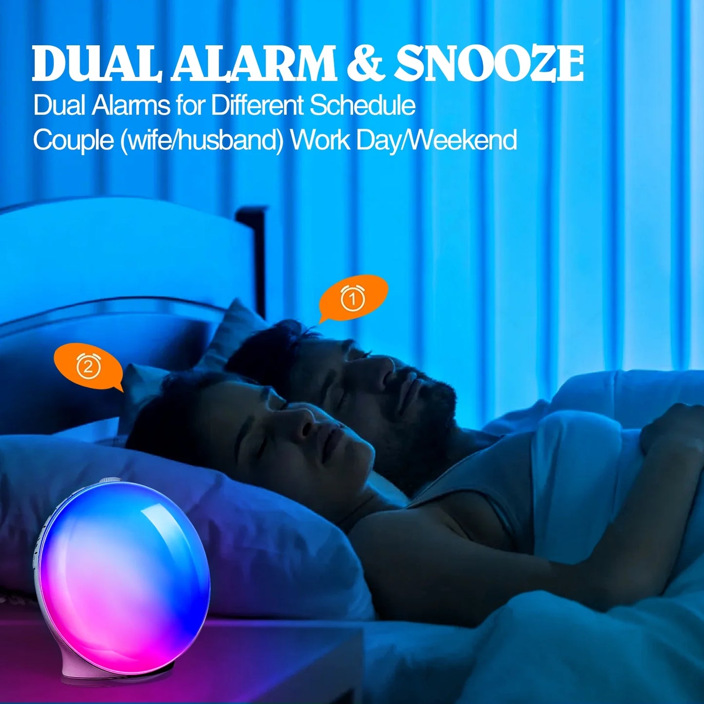 Sunrise Alarm Clock Wake up Light for Heavy Sleepers, Upgrade Full Screen Daylight Alarm Clock with Sunrise and Sunset Simulation, Dual Alarm, Snooze, Sleep Aid, FM Radio,17 Colors, 10 Natural Sounds