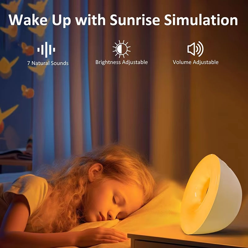 Bluetooth Speaker Clock Wake up Light Alarm Clock with Sunrise Sunset Simulation Colorful Night Light Music Player Clock