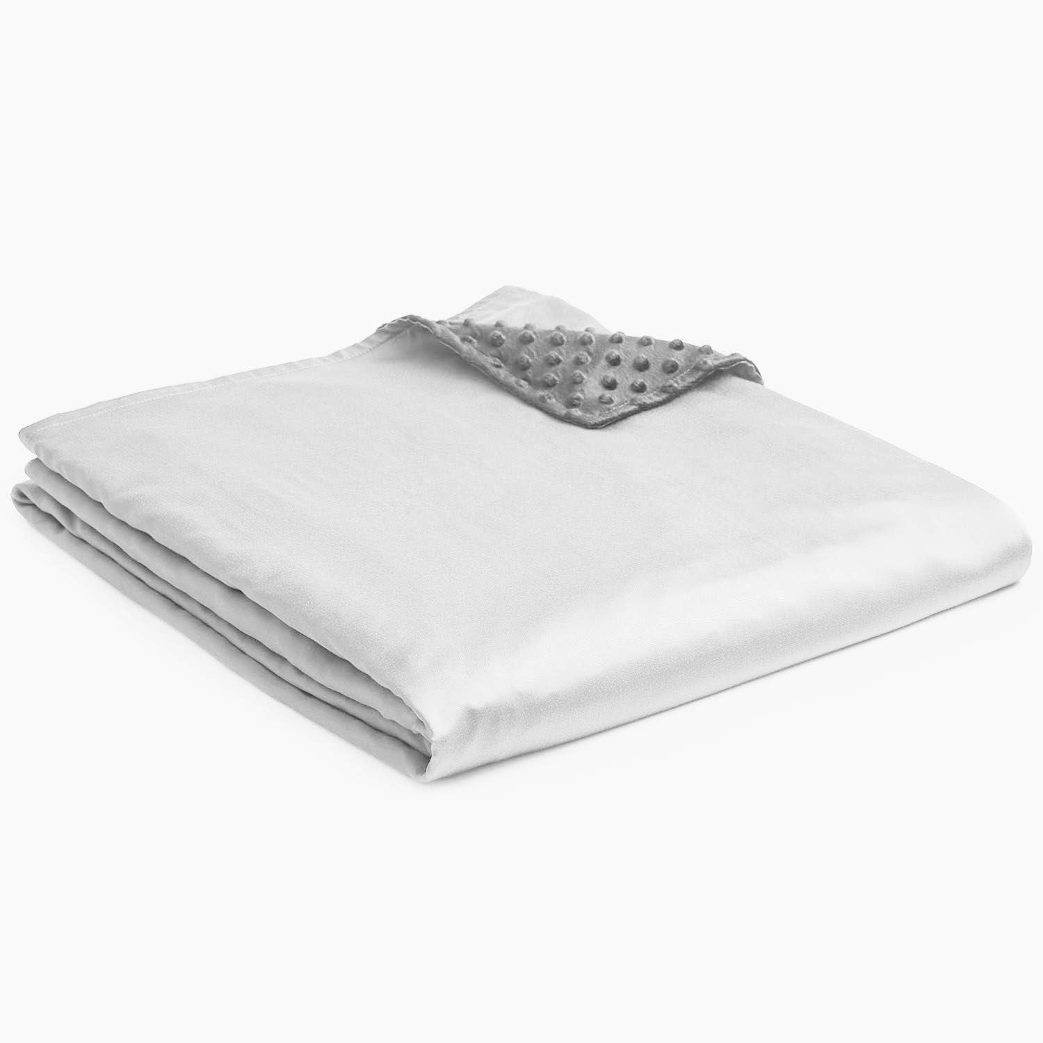 Exclusive Cooling Rayon & Cozy Velvet Dual-Sided Cover for Weighted Blanket (60''X80'') - Light Grey