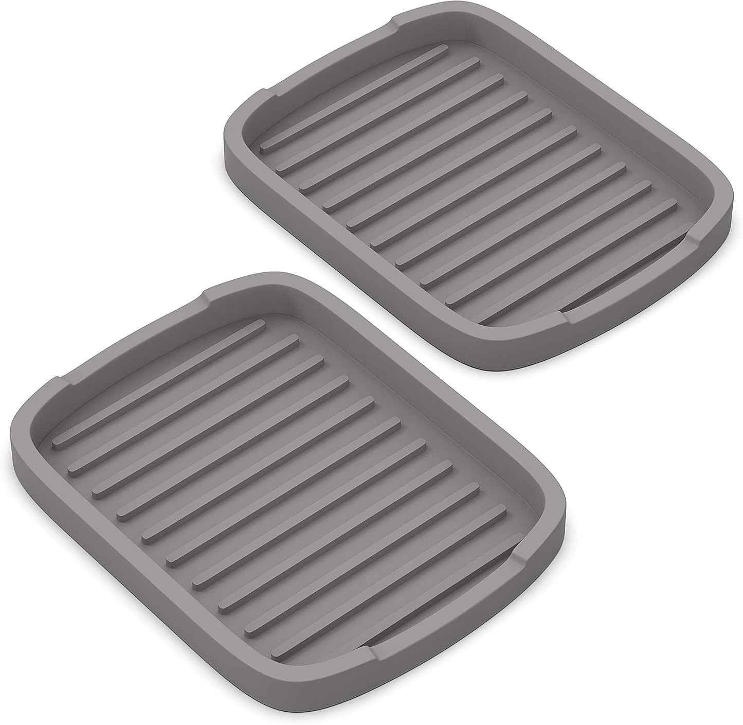 Silicone Sponge Holder -Soap Tray - 5.9" X 4.33" Set -2Pcs (Gray)