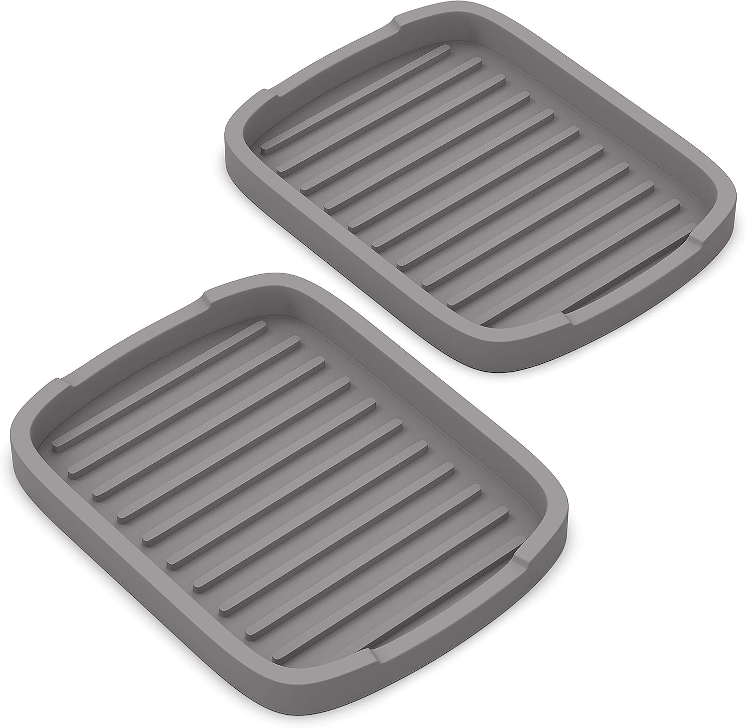 Silicone Sponge Holder -Soap Tray - 5.9" X 4.33" Set -2Pcs (Gray)