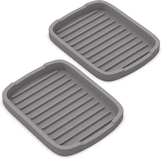 Silicone Sponge Holder -Soap Tray - 5.9" X 4.33" Set -2Pcs (Gray)