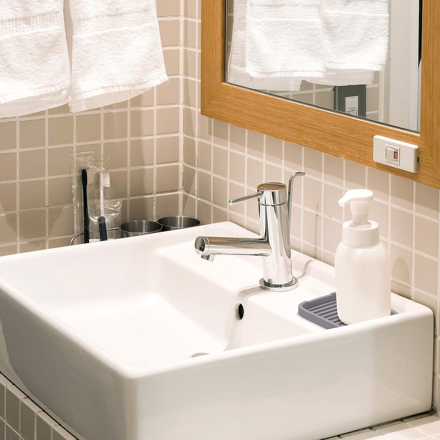 Silicone Sponge Holder -Soap Tray - 5.9" X 4.33" Set -2Pcs (Gray)