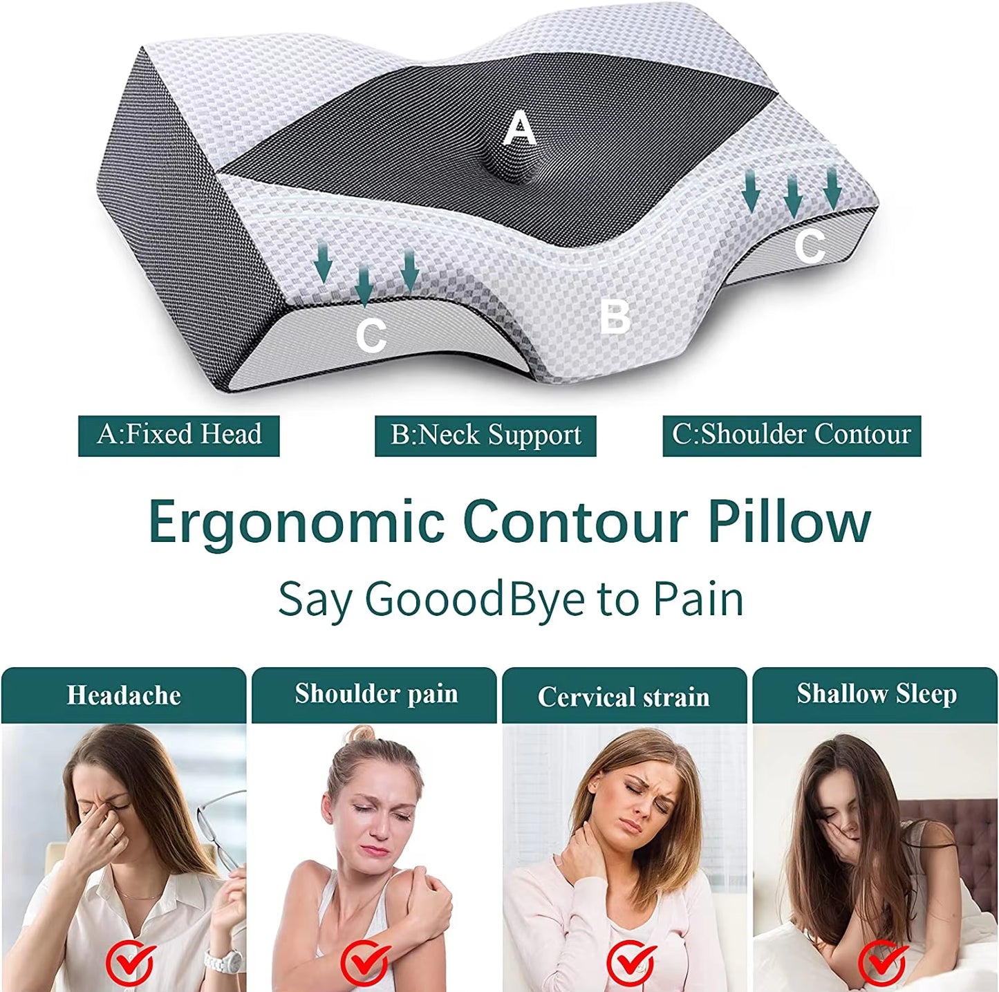 Orthopedic Pillow Slow Rebound Memory Foam Pillow Core Sleep Aid Memory Pillow Ergonomic Pillow Core Orthopedic Pillow Bedding