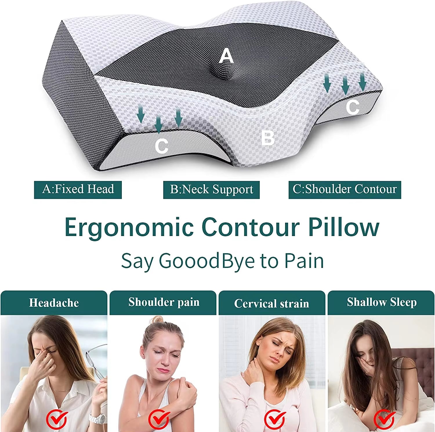 Orthopedic Pillow Slow Rebound Memory Foam Pillow Core Sleep Aid Memory Pillow Ergonomic Pillow Core Orthopedic Pillow Bedding