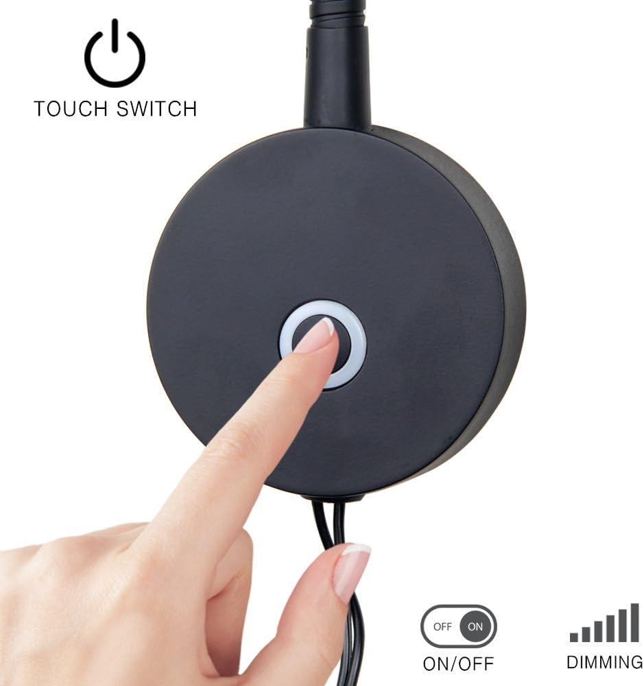 Dimmable Reading Light Gooseneck LED Task Light Minimalist Directional Light Light Headboard/Wall Surface Mount Matte Black